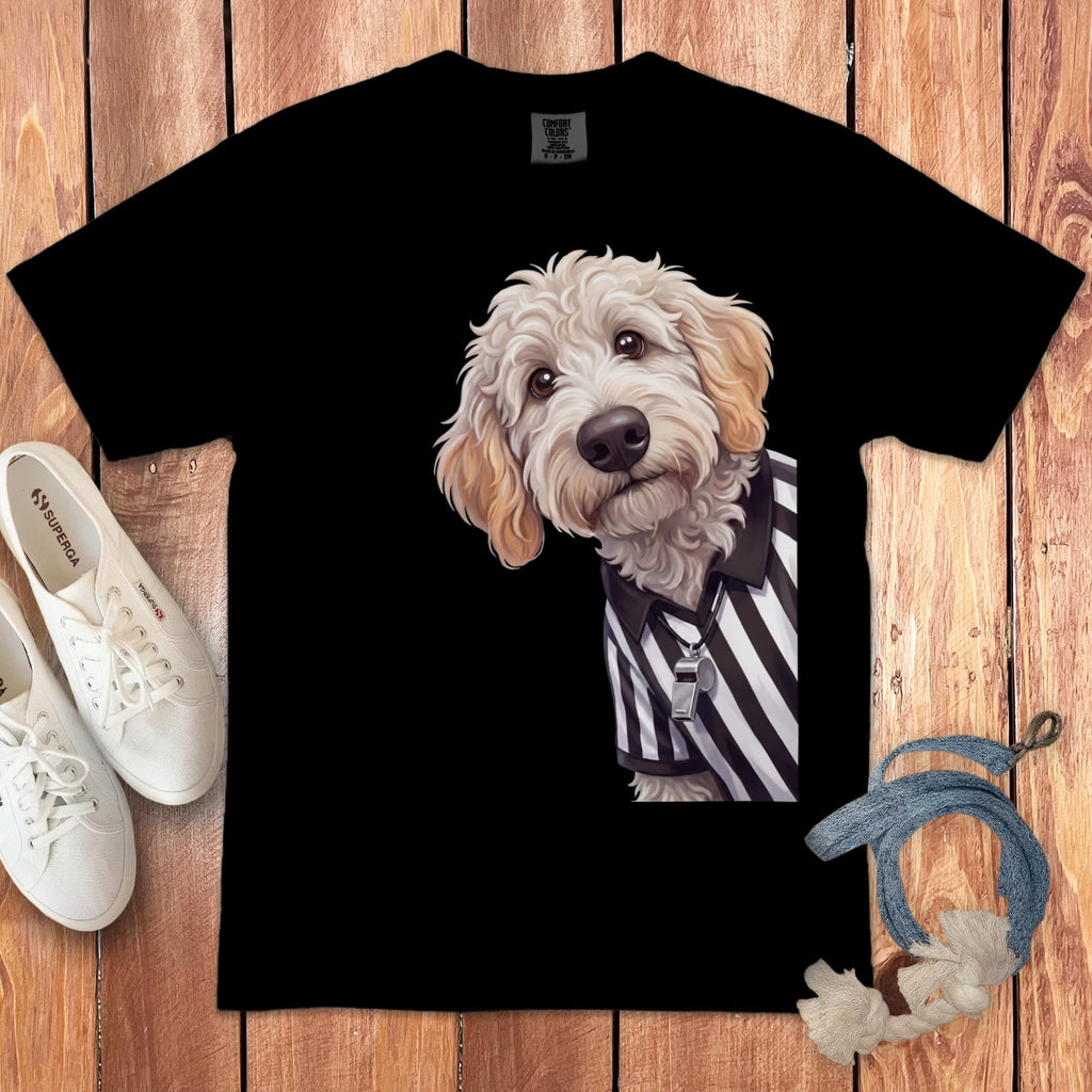 Maltipoo Football Referee Signature T-Shirt in Black / S by Puppy Jo
