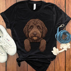 Adorable Dog Face Graphic on Black T-Shirt