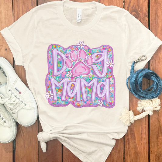 Colorful Dog Mama Paw Print Graphic T-Shirt product