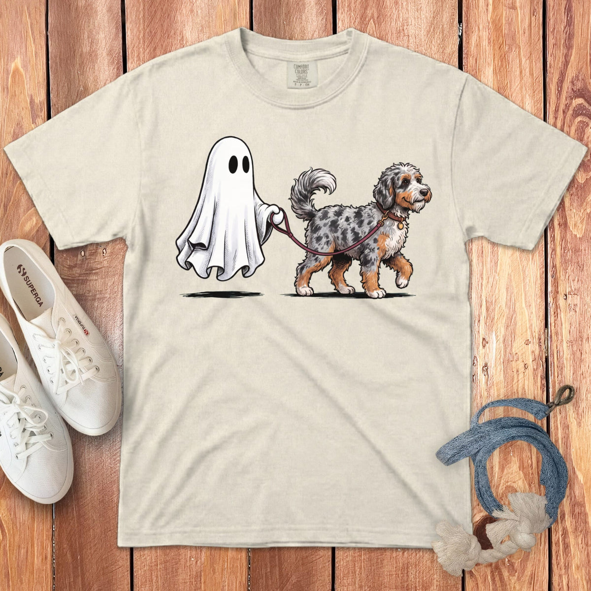 Aussiedoodle Ghost Walk Signature T-Shirt in Ivory / S by Puppy Jo