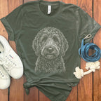 Adorable Dog Print on Olive Green Casual T-Shirt