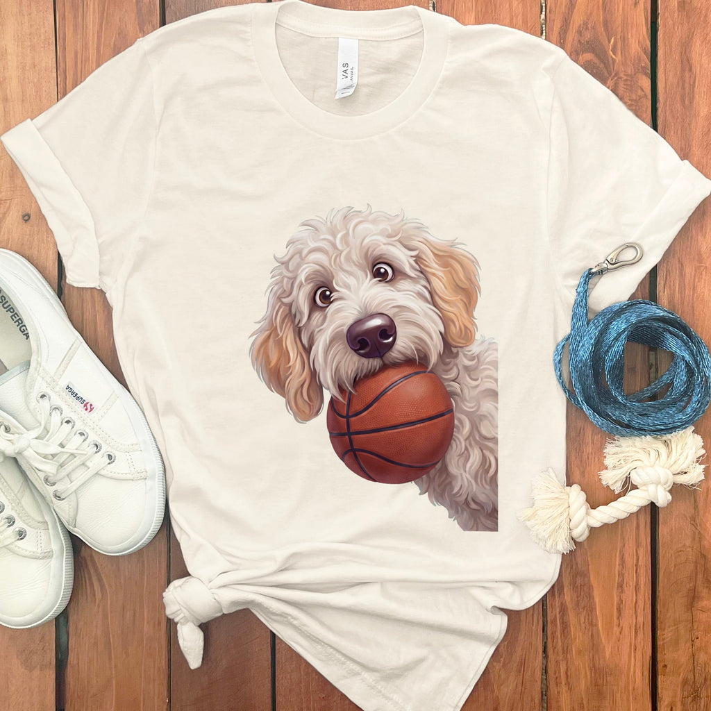 Maltipoo Basketball T-Shirt in Natural / S by Puppy Jo