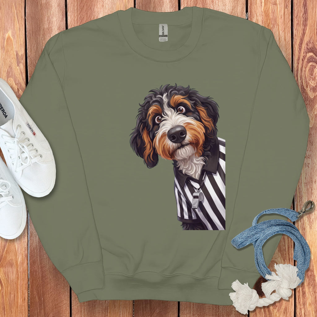 Bernedoodle Football Referee Sweatshirt in Military Green / S by Puppy Jo