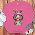 Cute Puppy with Heart Antennas Graphic Sweatshirt