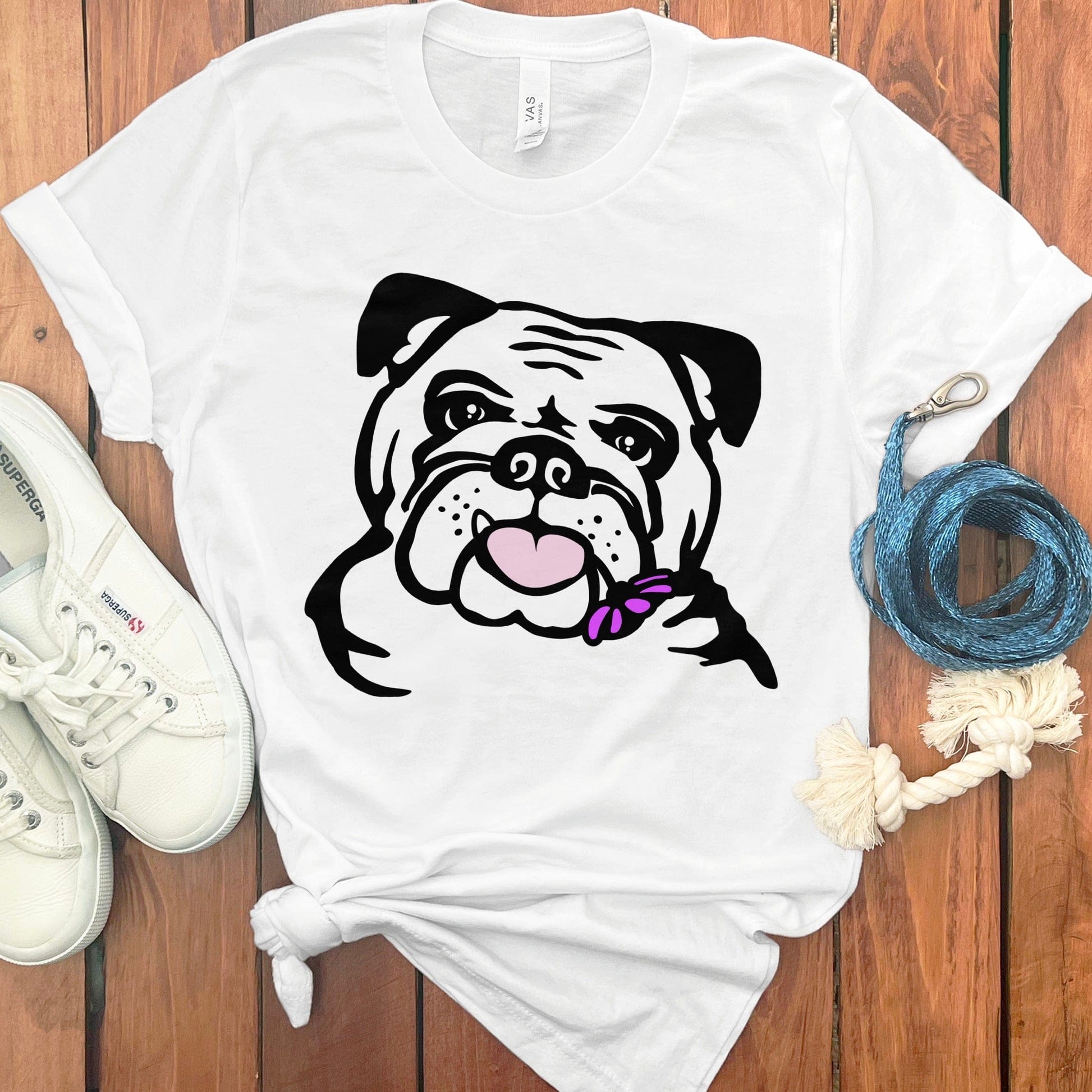 Bulldog Cartoon Print Short Sleeve T Shirt product type