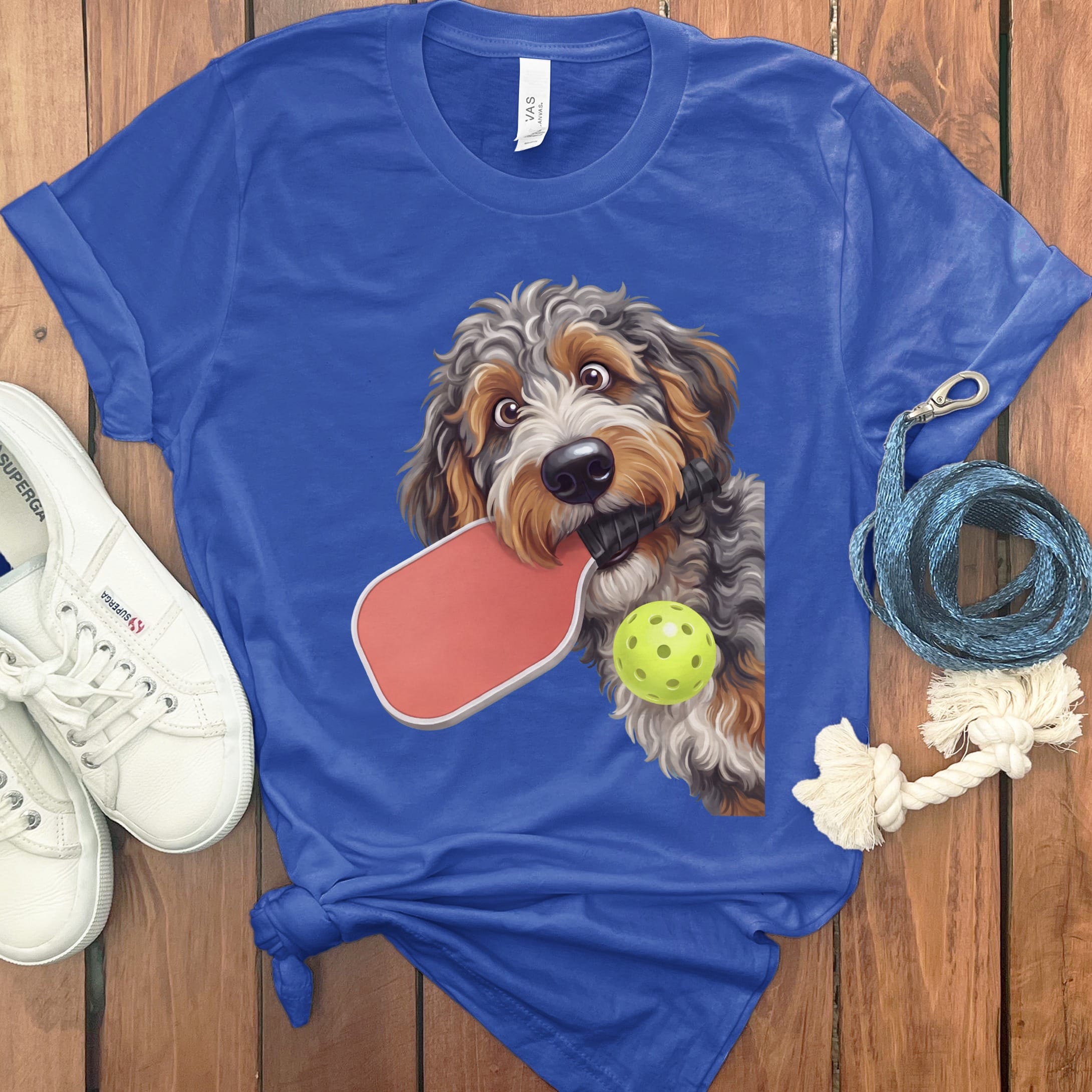 Aussiedoodle Pickleball T-Shirt in True Royal / S by Puppy Jo