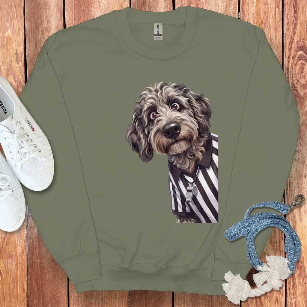 Merle Goldendoodle Football Referee Sweatshirt in Military Green / S by Puppy Jo