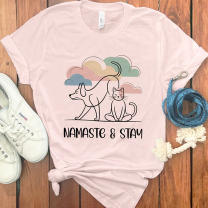 Namaste & Stay Dog Cat Graphic T-Shirt product type