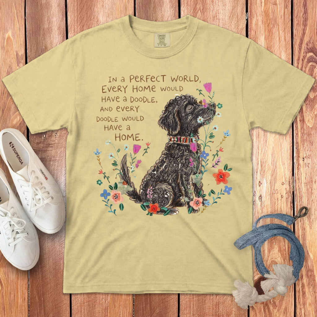 Perfect World Black Goldendoodle Signature T-Shirt in Butter / S by Puppy Jo
