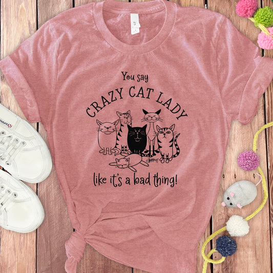 Crazy Cat Lady Illustrated Fun Graphic Shirt product type