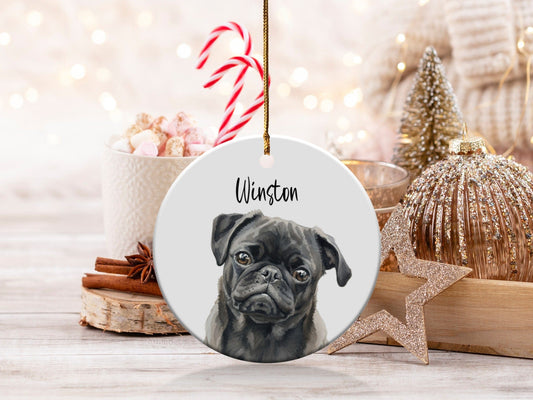Personalized Christmas Ornament with Dog Print product type
