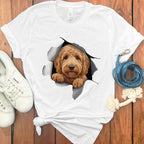 Adorable Dog Peeking Through Shirt Design