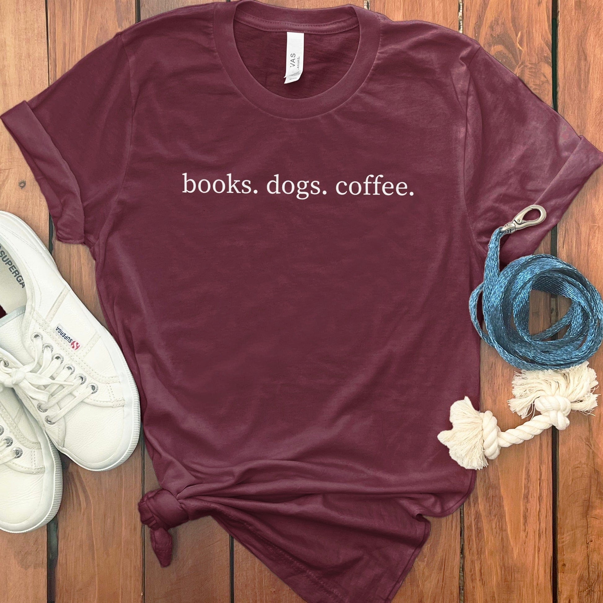 'Books Dogs Coffee Short Sleeve Casual T-shirt product type'