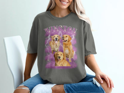 Winston with Three Golden Retrievers T Shirt product
