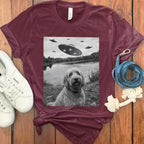 UFOs and Dog Graphic Print T-Shirt