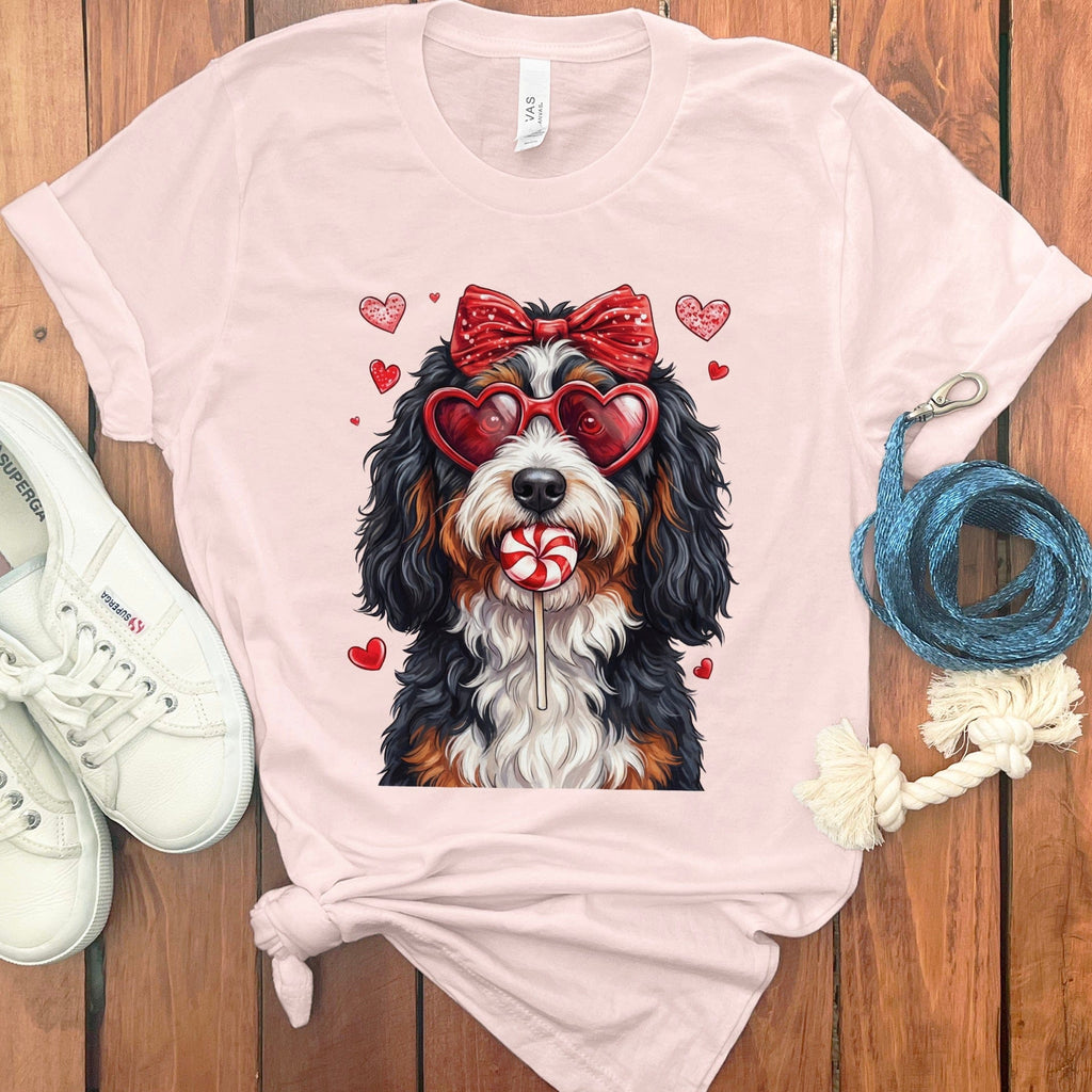 Adorable Dog with Hearts Graphic Tee Shirt