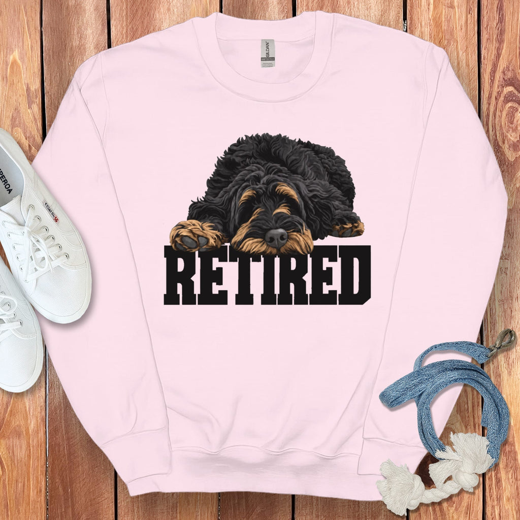 Retired Sleeping Phantom Goldendoodle Sweatshirt in Light Pink / S by Puppy Jo