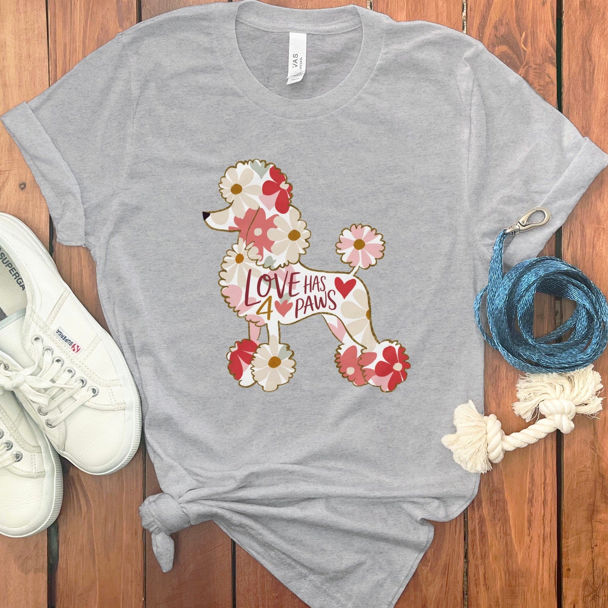 Love Has Paws Floral Poodle Graphic Tee product
