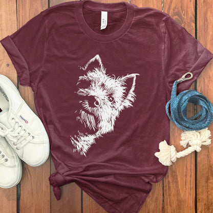 Adorable Dog Silhouette on a Burgundy T-shirt product