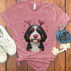 Cute Dog with Hearts Graphic Design T-Shirt