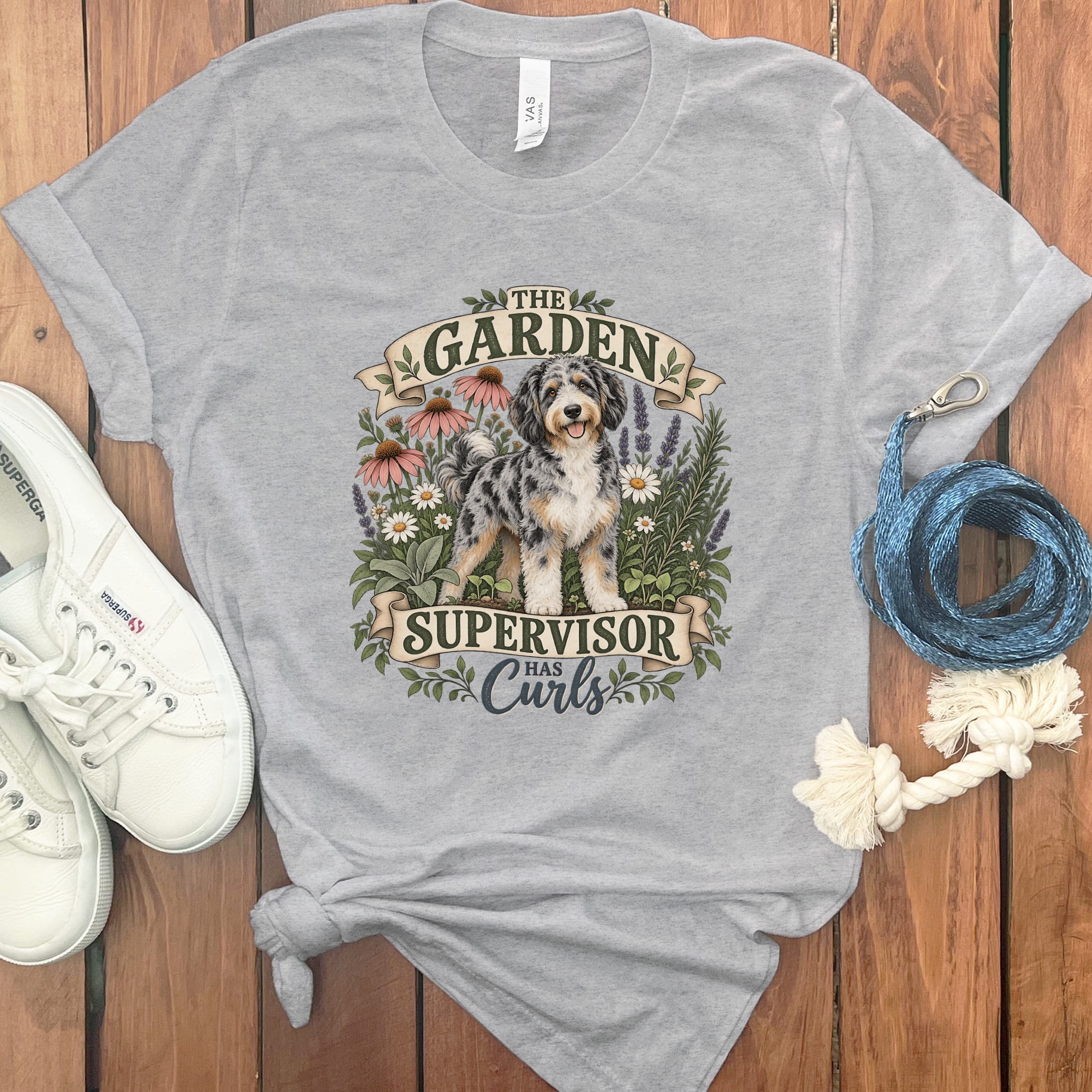 Aussiedoodle Garden Supervisor T-Shirt in Athletic Heather / S by Puppy Jo