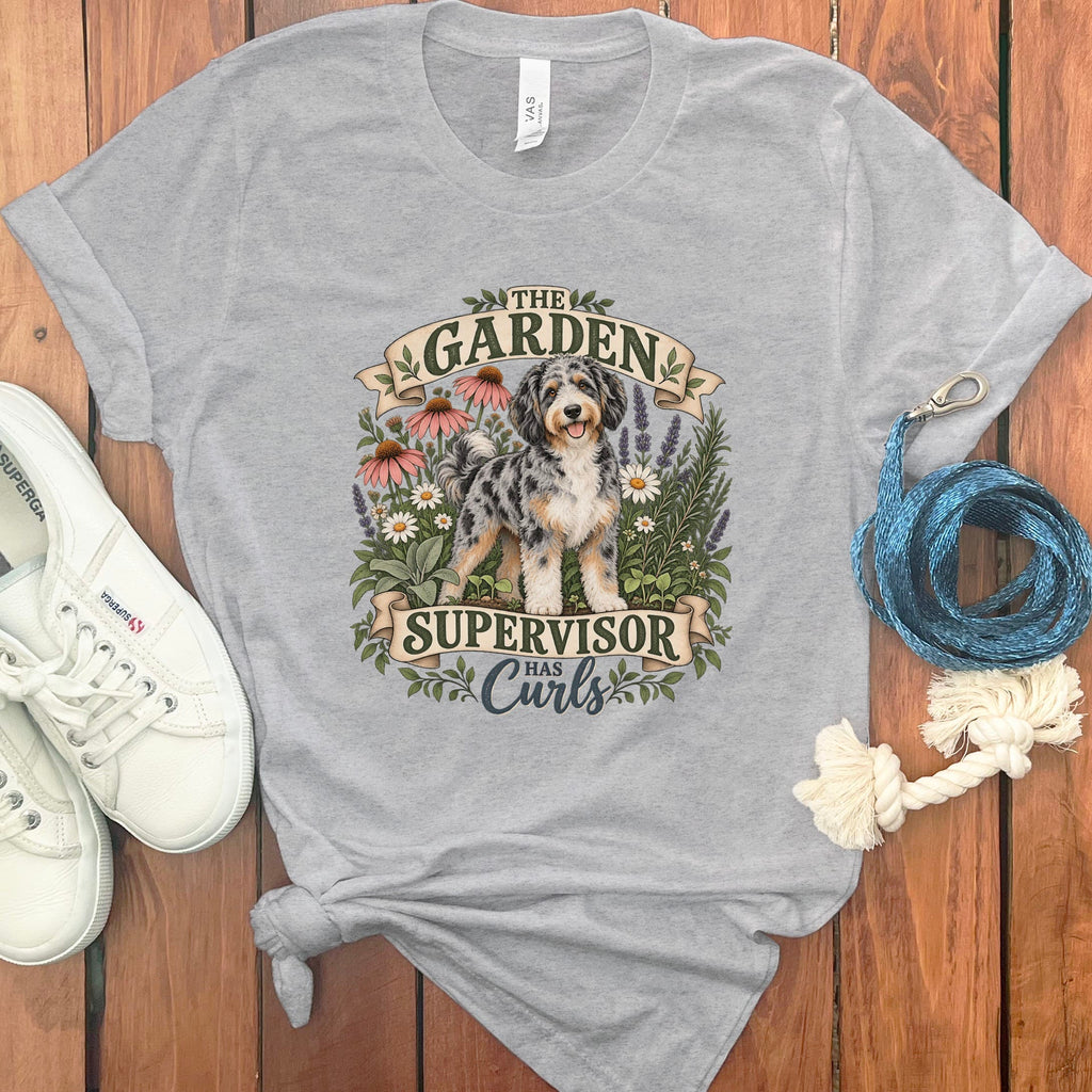 Aussiedoodle Garden Supervisor T-Shirt in Athletic Heather / S by Puppy Jo