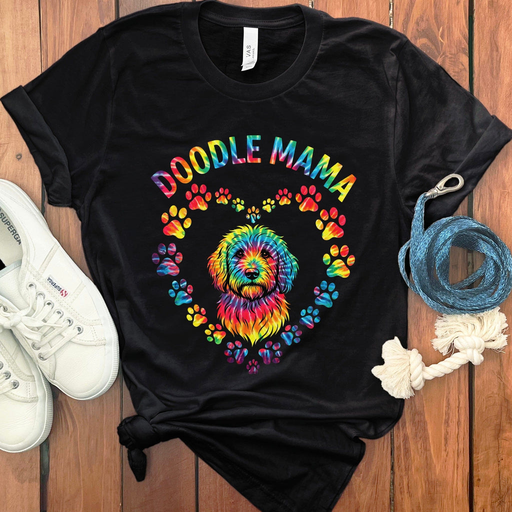 Vibrant Doodle Mama Heart with Paws Graphic Shirt