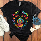 Vibrant Doodle Mama Heart with Paws Graphic Shirt