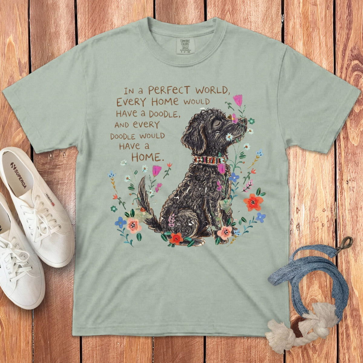 Perfect World Black Goldendoodle Signature T-Shirt in Bay / S by Puppy Jo
