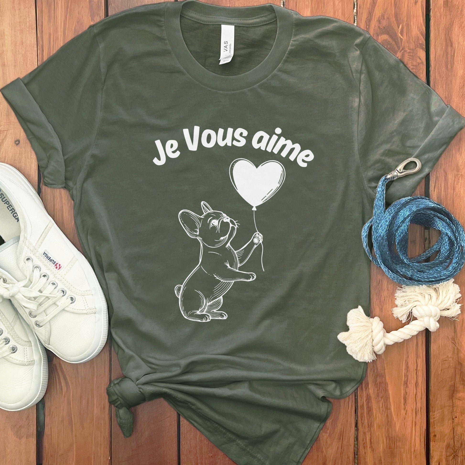 Cute Je Vous Aime French Bulldog Graphic Tee product type