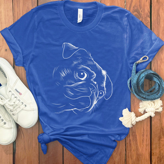Blue T-shirt with Pug Illustration design product type