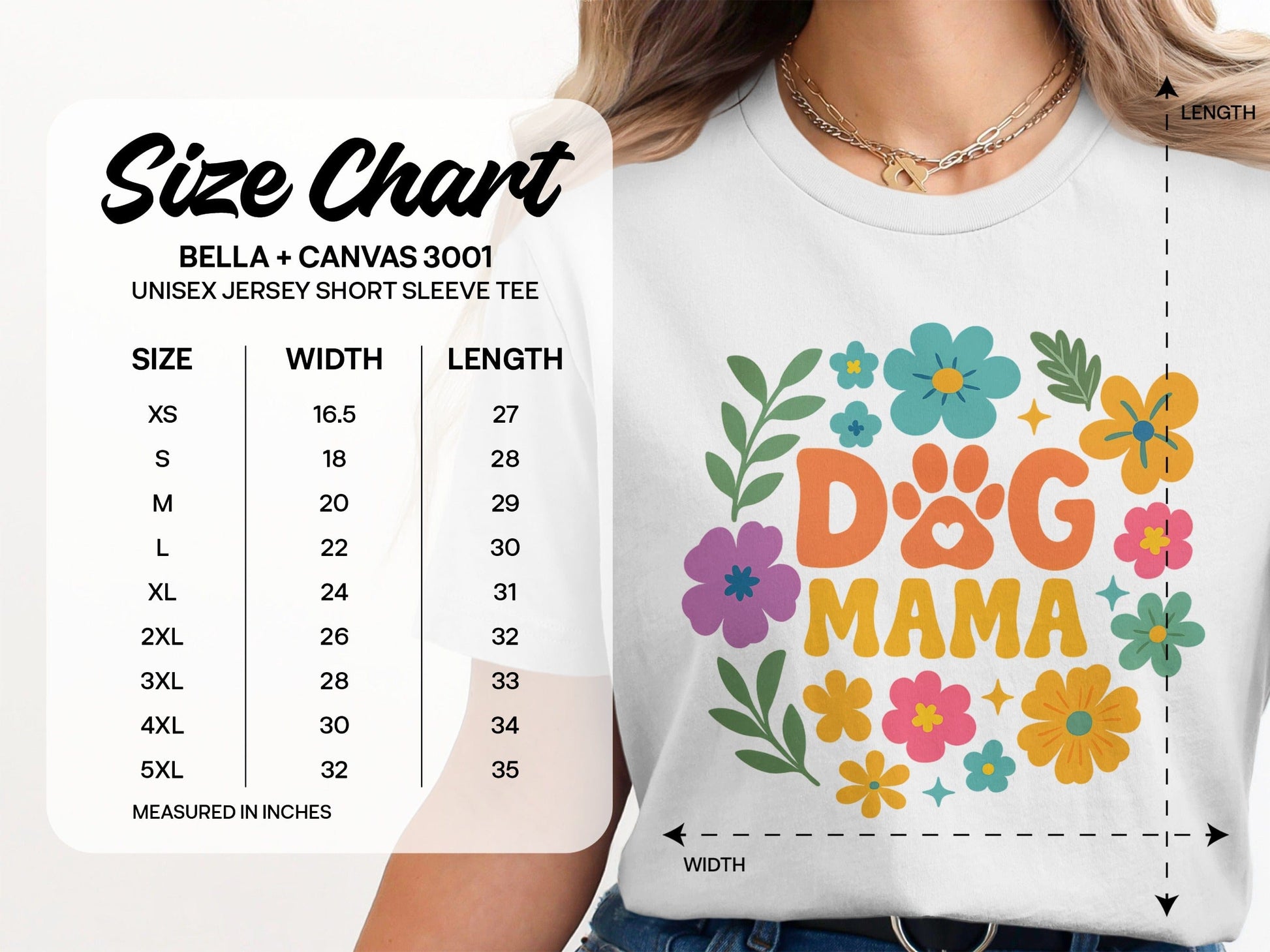 Dog Mama Floral Paw Print Graphic Tee Shirt product type