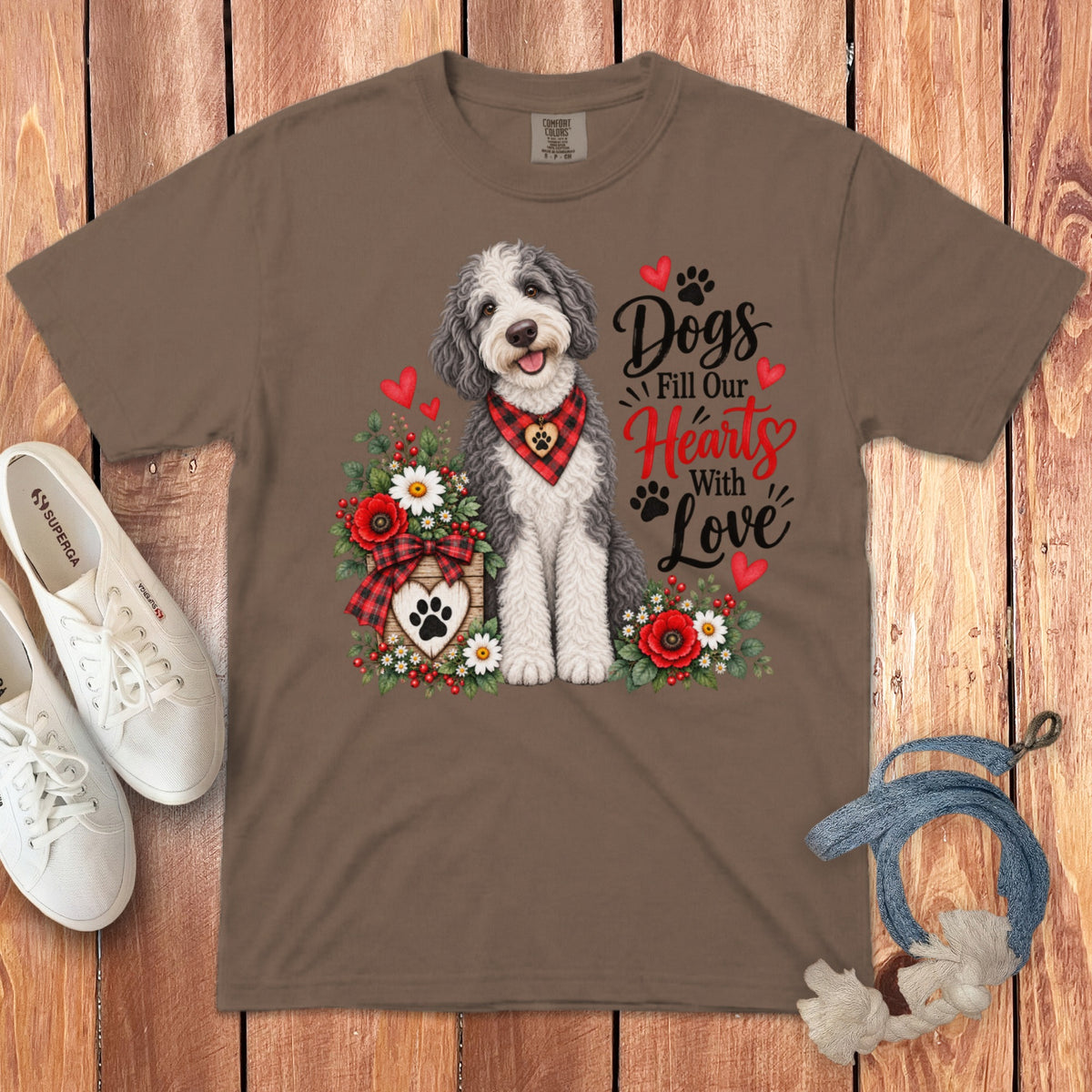 Sheepadoodle Hearts Love Signature T-Shirt