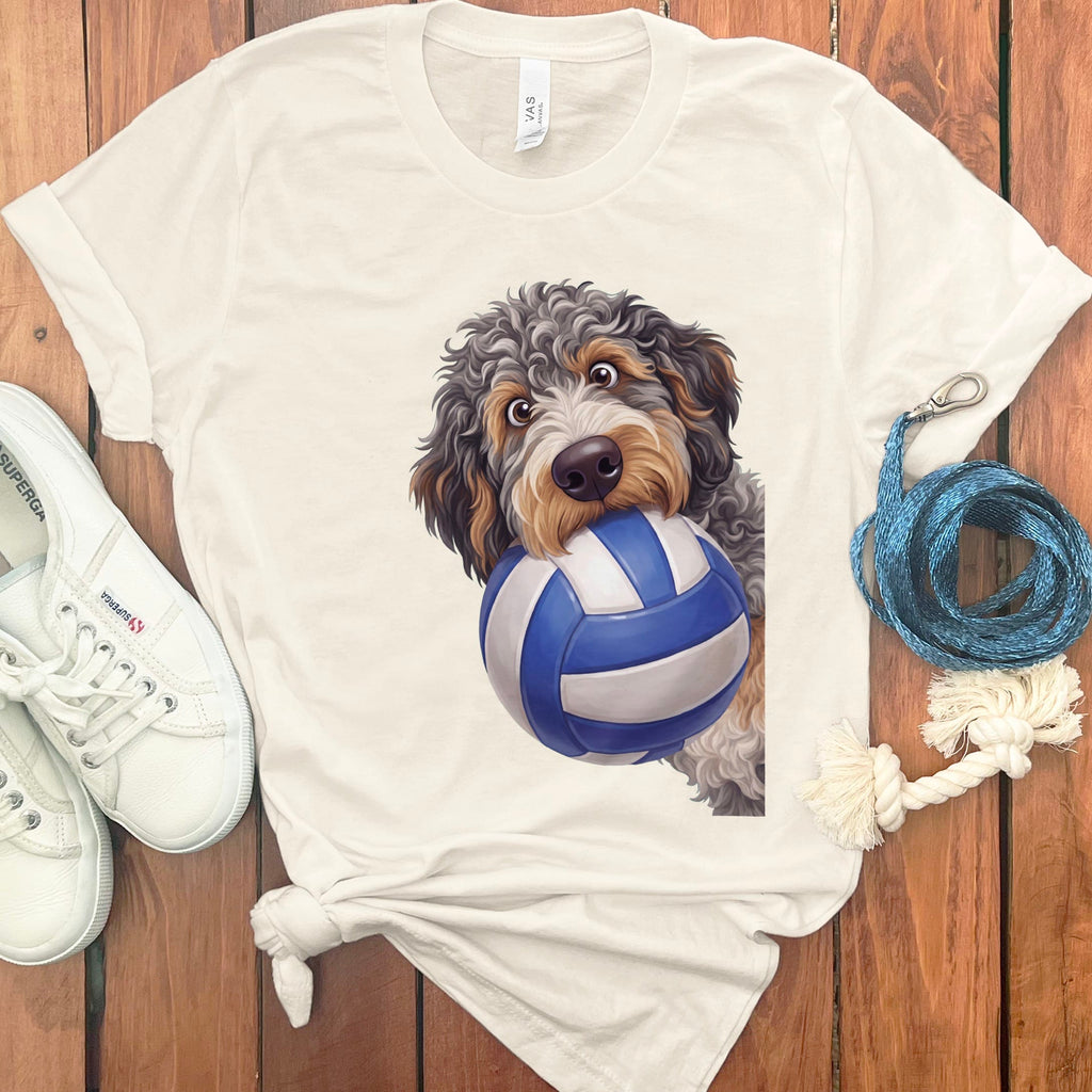 Aussiedoodle Volleyball T-Shirt in Natural / S by Puppy Jo