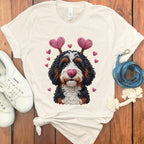 Cute Dog Face Graphic Tee with Heart Accents