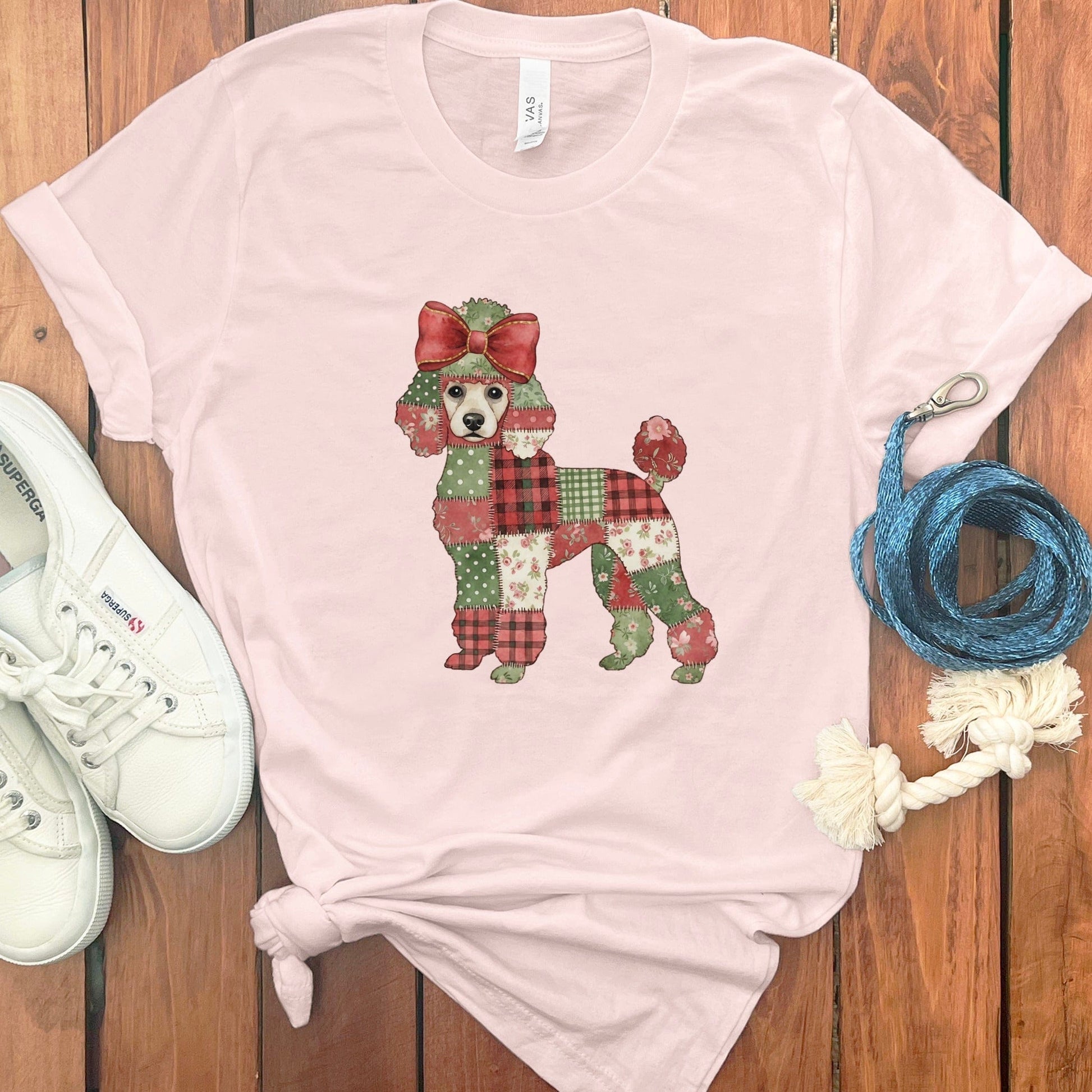 Festive Patchwork Dog Graphic Tee Shirt product