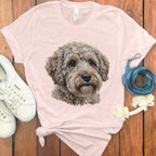 Adorable Dog Face Graphic on Light Pink T-Shirt