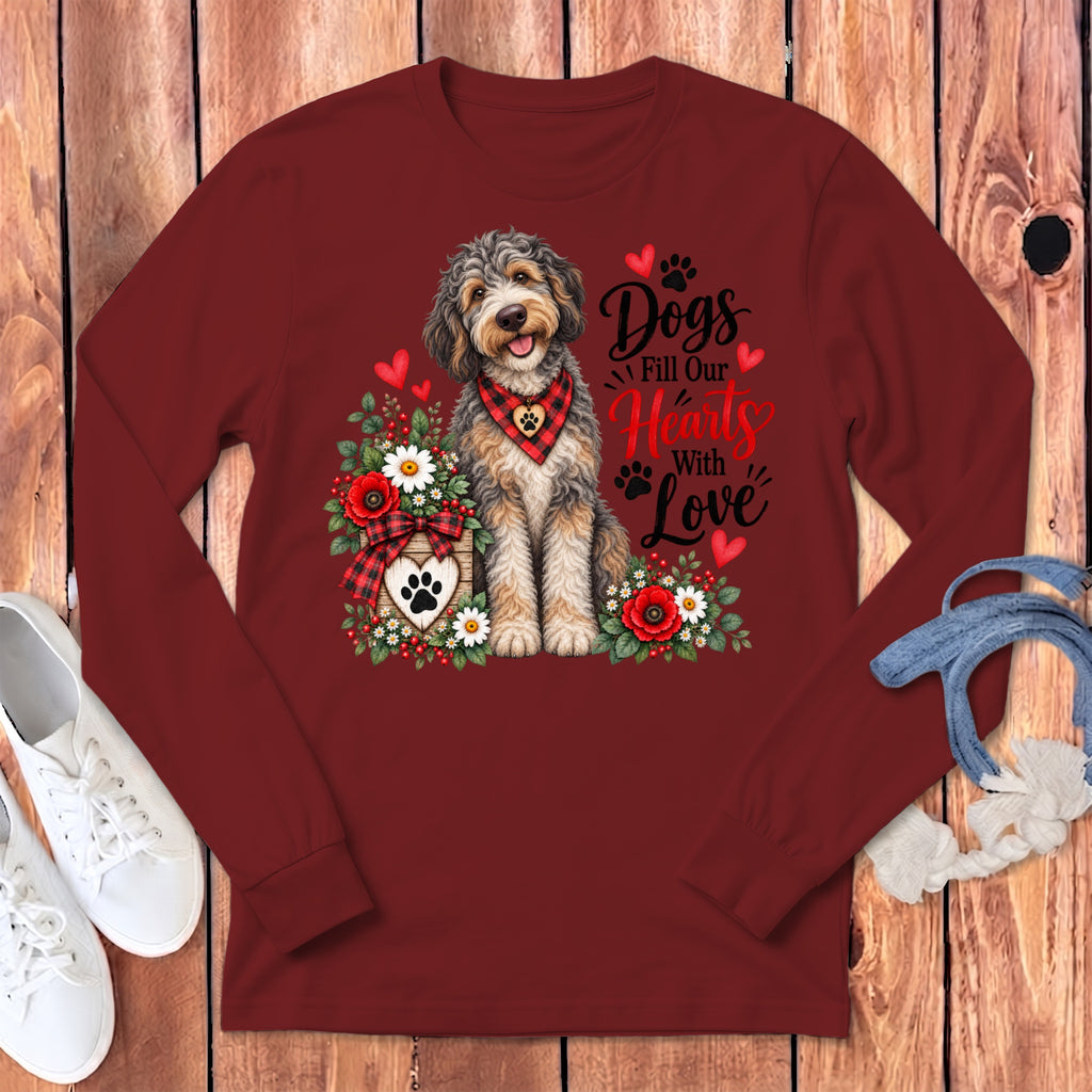 Aussiedoodle Hearts Love Long Sleeve T-Shirt