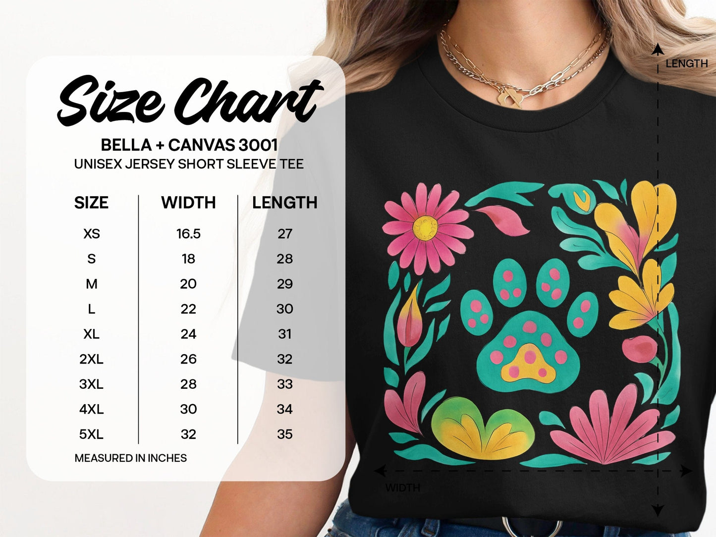 Floral Paw Print Design Unisex Short Sleeve Tee product
