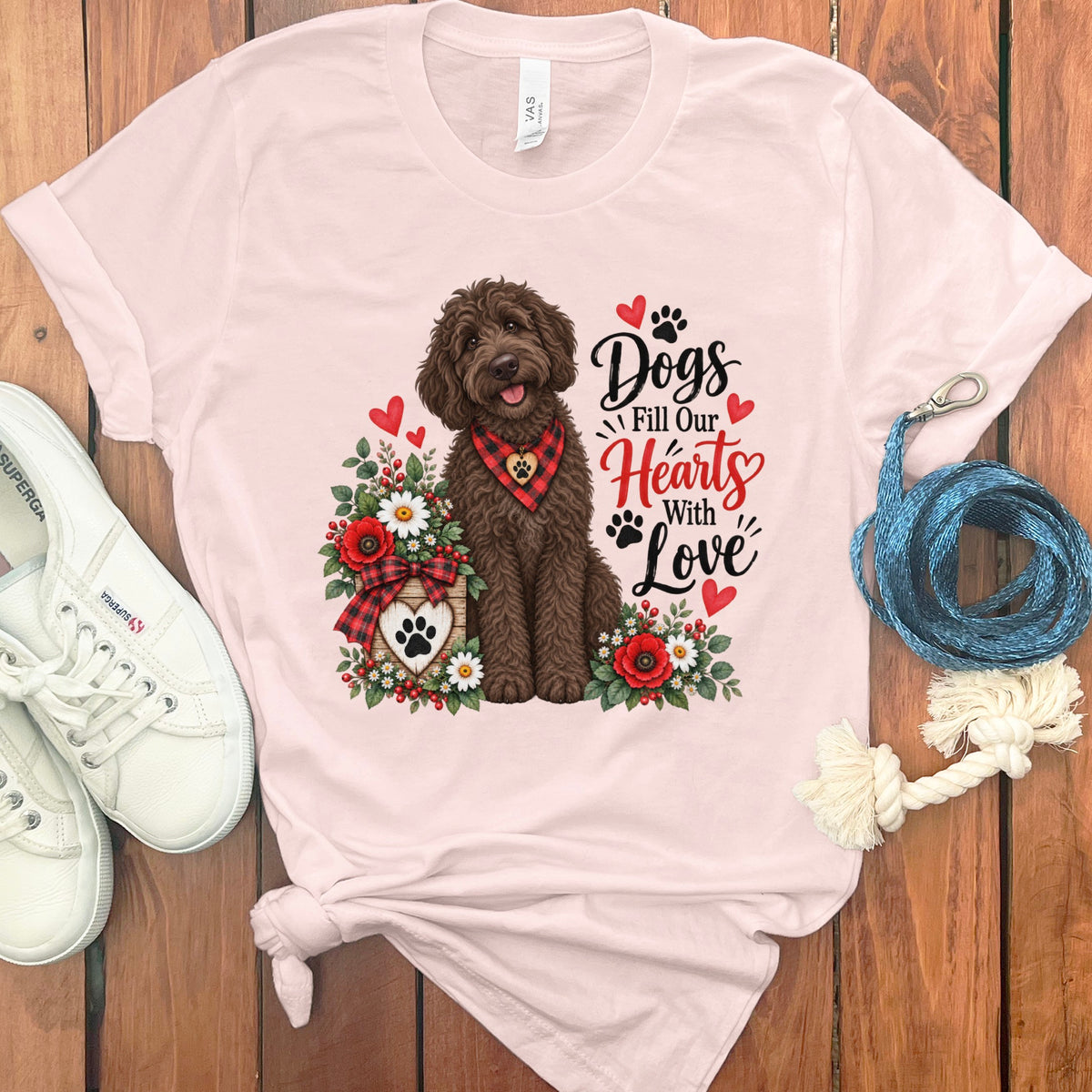 Chocolate Goldendoodle Hearts Love T-Shirt
