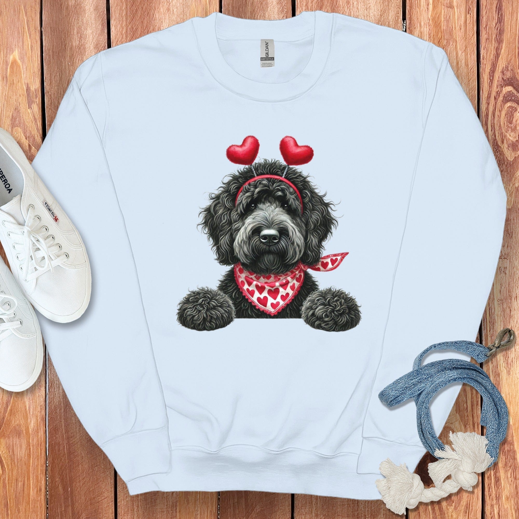 Cute Black Dog with Heart Band Headband Sweatshirt