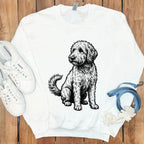 Cute Dog Illustration on White Sweatshirt Product