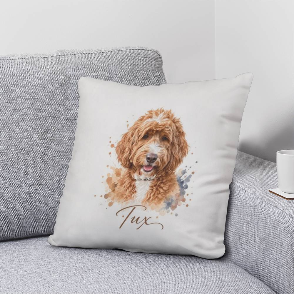 Custom Watercolor Pet Portrait Pillow in by AnywherePOD