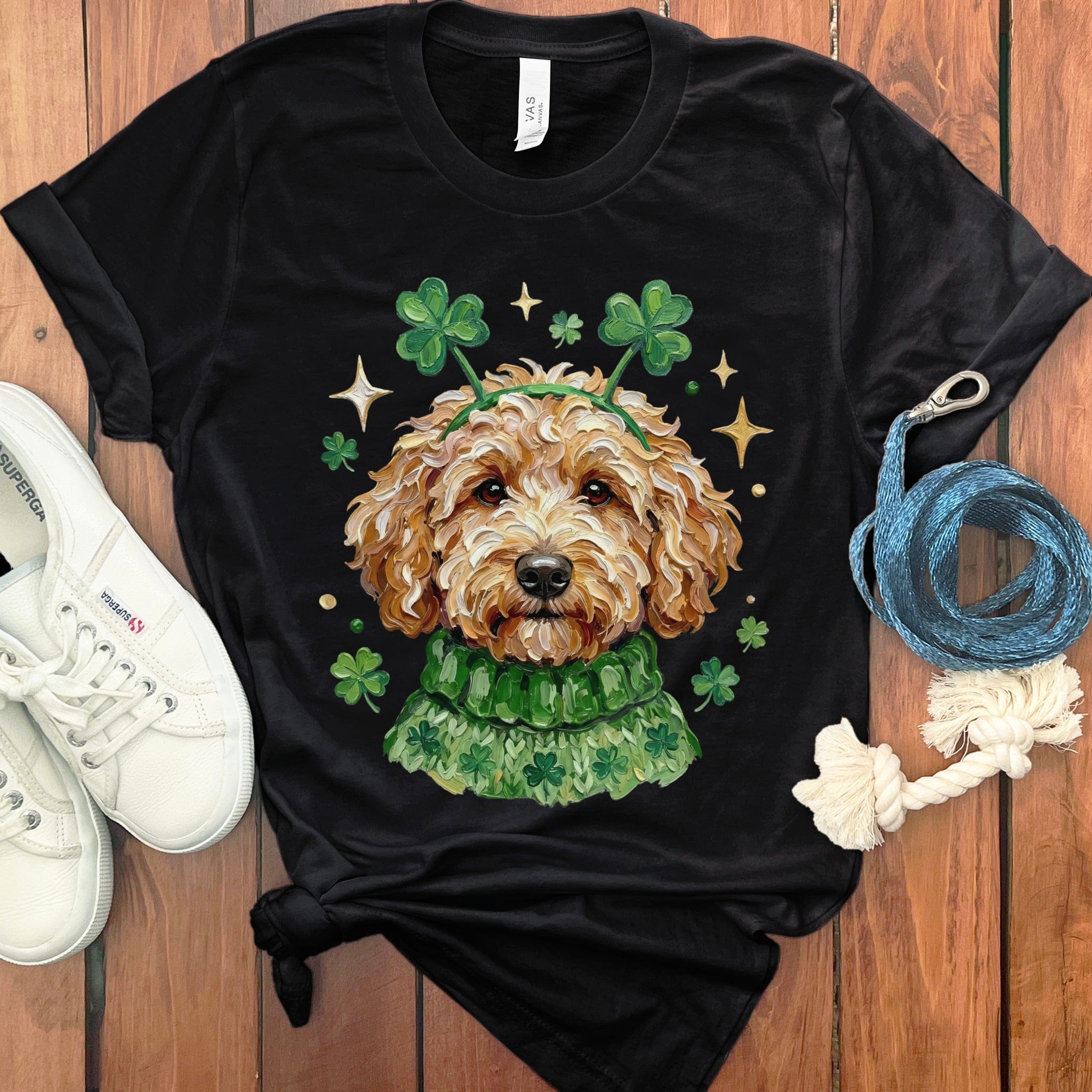 St Patrick's Day Dog with Shamrock Antlers T-shirt