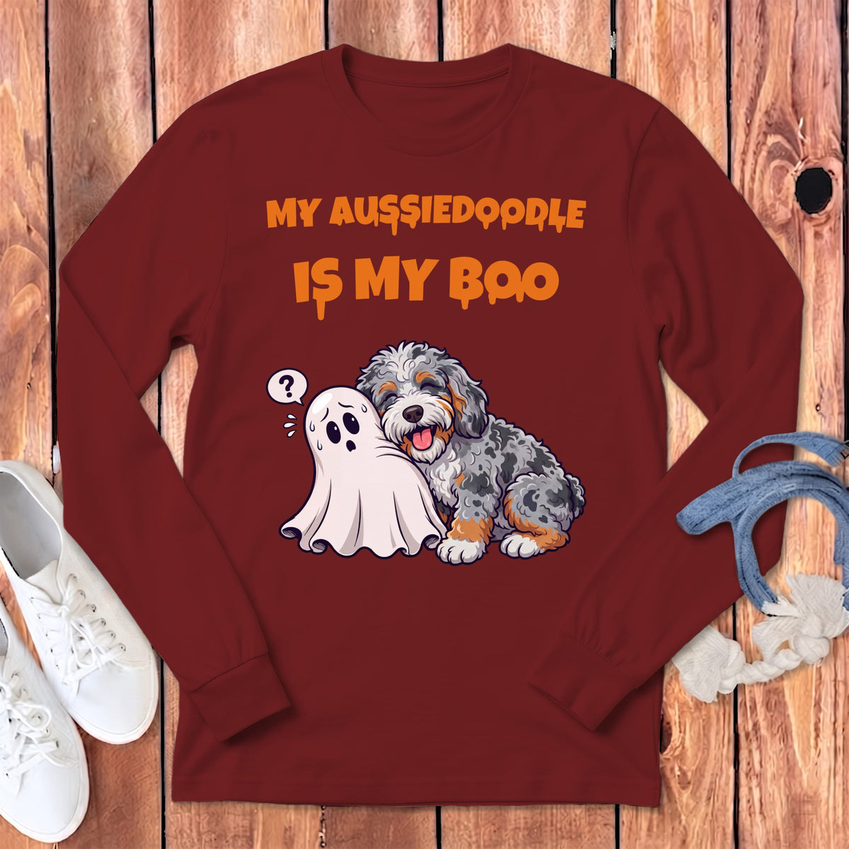 Aussiedoodle My Boo Long Sleeve T-Shirt in Cardinal / S by Puppy Jo