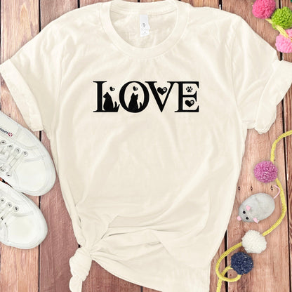 Love Cats Paw Print Heart Graphic T-Shirt product