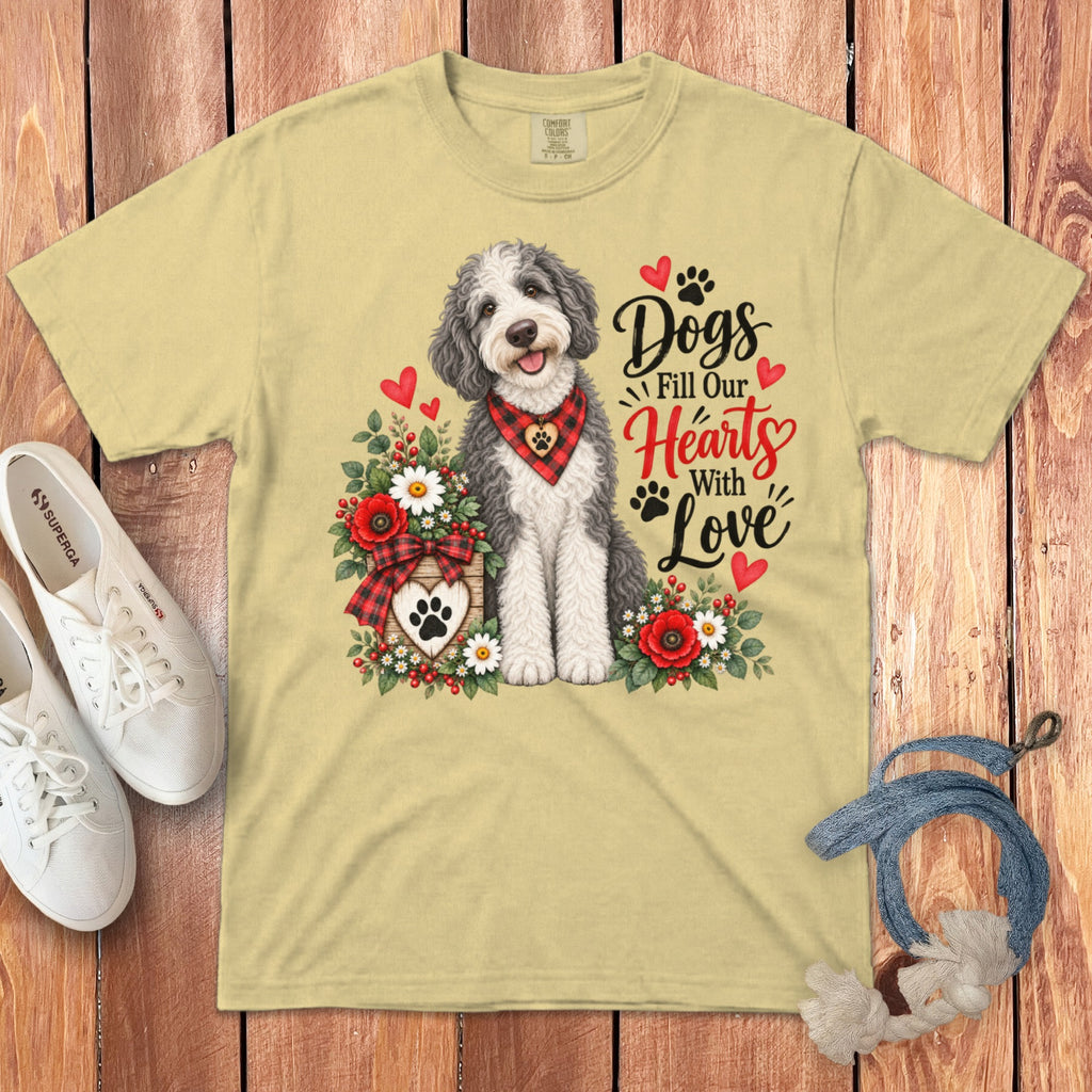 Sheepadoodle Hearts Love Signature T-Shirt