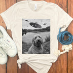 UFO Alien Invasion Over Lake With Cute Dog Shirt