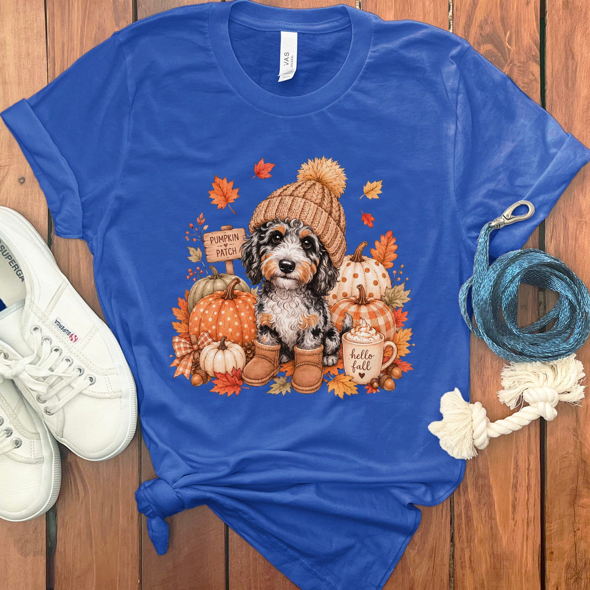Aussiedoodle Pumpkin Patch T-Shirt in True Royal / S by Puppy Jo
