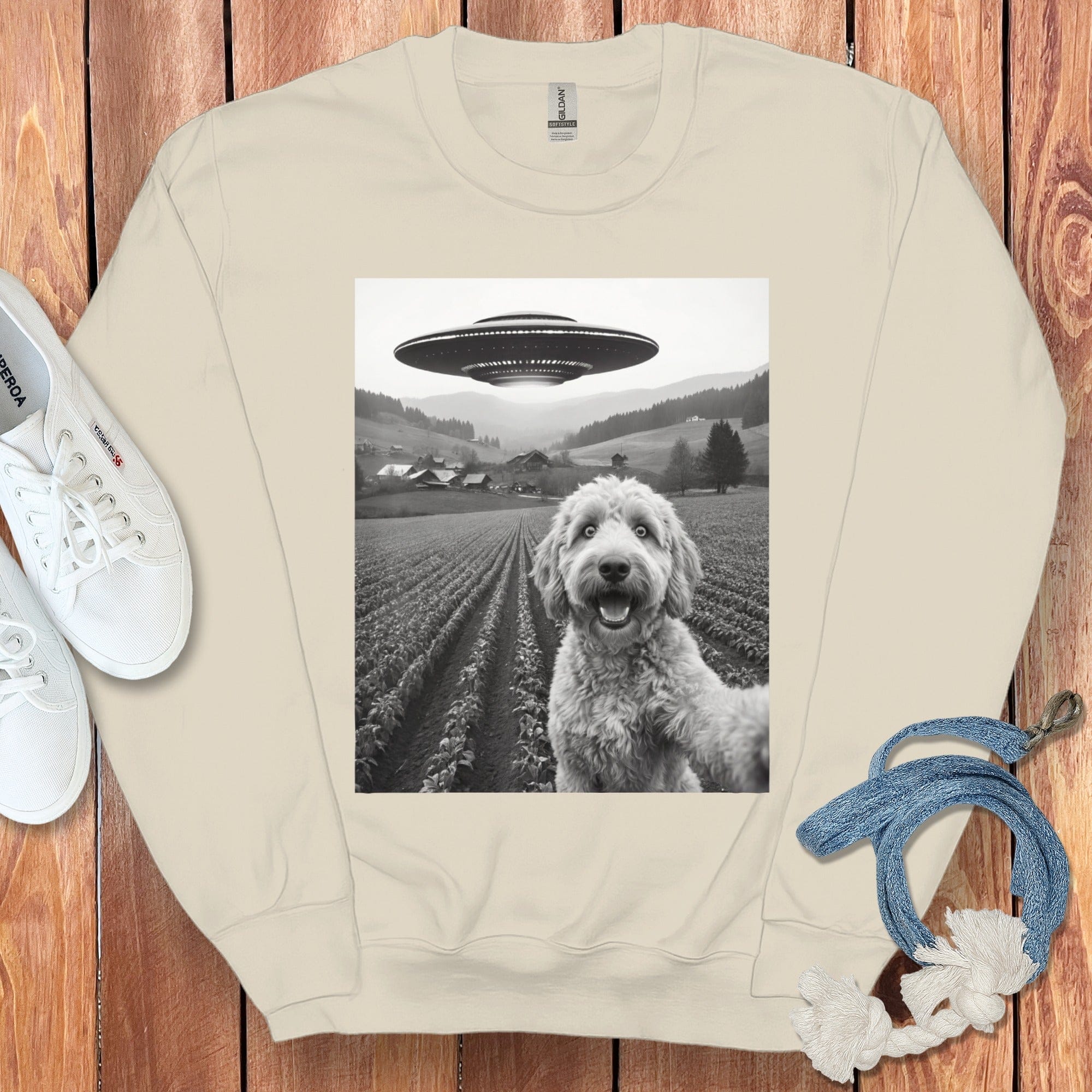 UFO Encounter with Happy Dog Unisex Sweatshirt